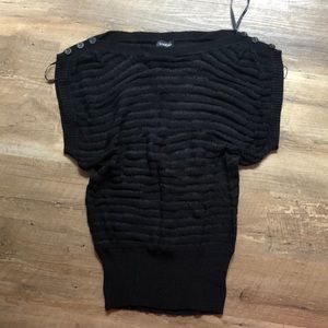 BEBE Black Button Shoulder Summer Sweater